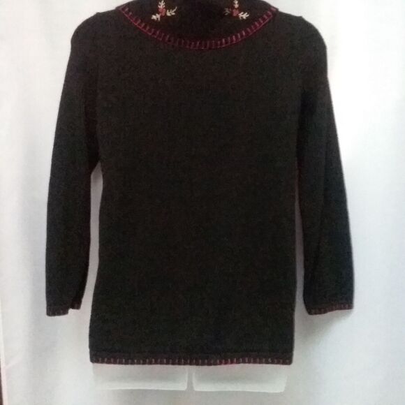 Basic Editions Tunic Sweater Cowl Neck Embellished Holiday Ugly Christmas Small - Picture 2 of 7